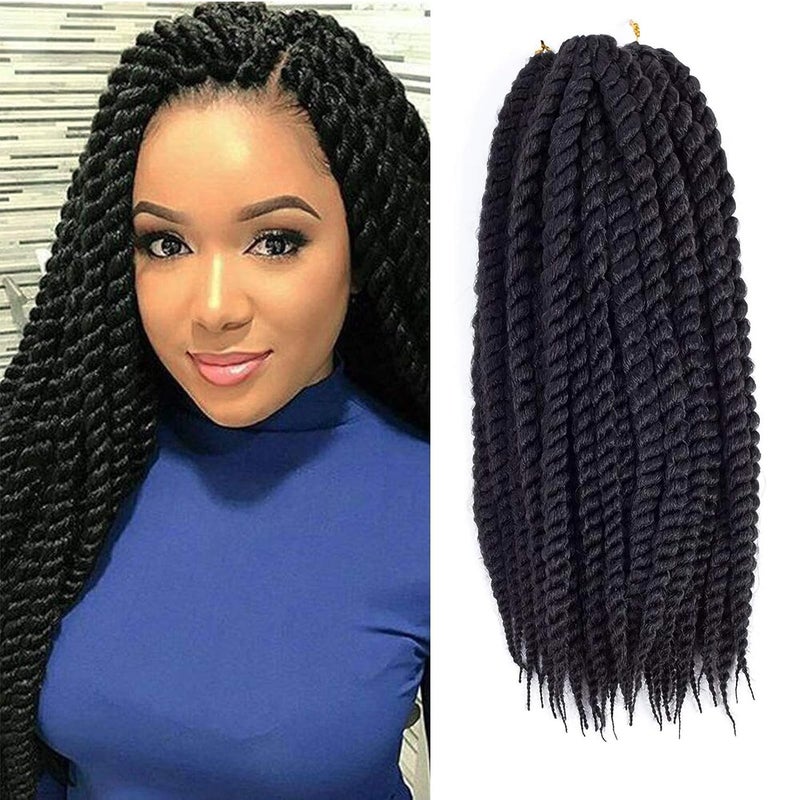Admutty Havana Twist Crochet Hair 6 Packs 18 inch Braids Senegalese Braiding (1B) - Image 1